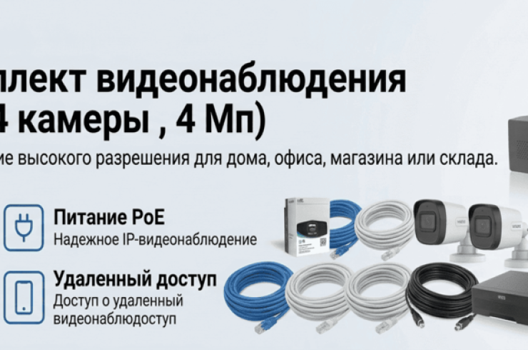 Готовый комплект видеонаблюдения «Стандарт» (4 камеры, 4 Мп)